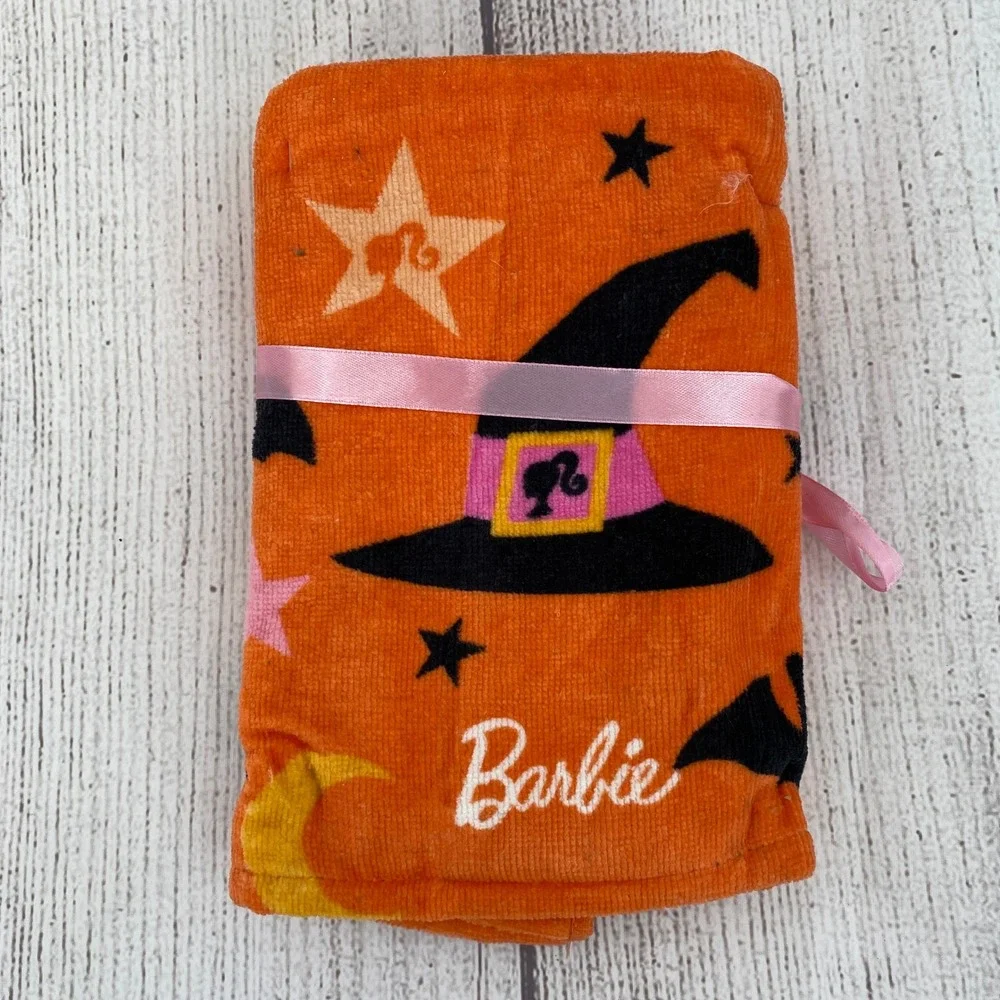 Barbie Hand Towels (2 Pk) Orange Halloween Black Cat Witch Hat Barbiecore Spooky
